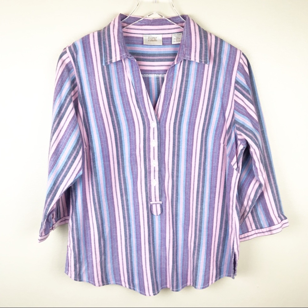 🌿100% Cotton Women's Top Size L 3/4 Sleeve